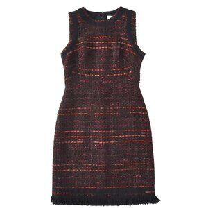 NWT Kate Spade Multi Tweed Fringe Sheath Dress in Bittersweet size 8 brown multi